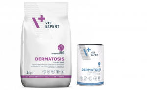 4T Veterinary Diet Dermatosis Dog SAUSĀ BARĪBA AR JĒRU/KRILU 2kg +KONS TĪTARS 400G DĀVANĀ